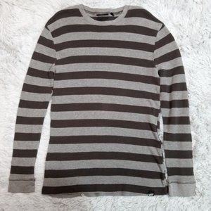 Vans Womens Sweater Gray XL Pullover Sweatshirt Stretch Stripes
